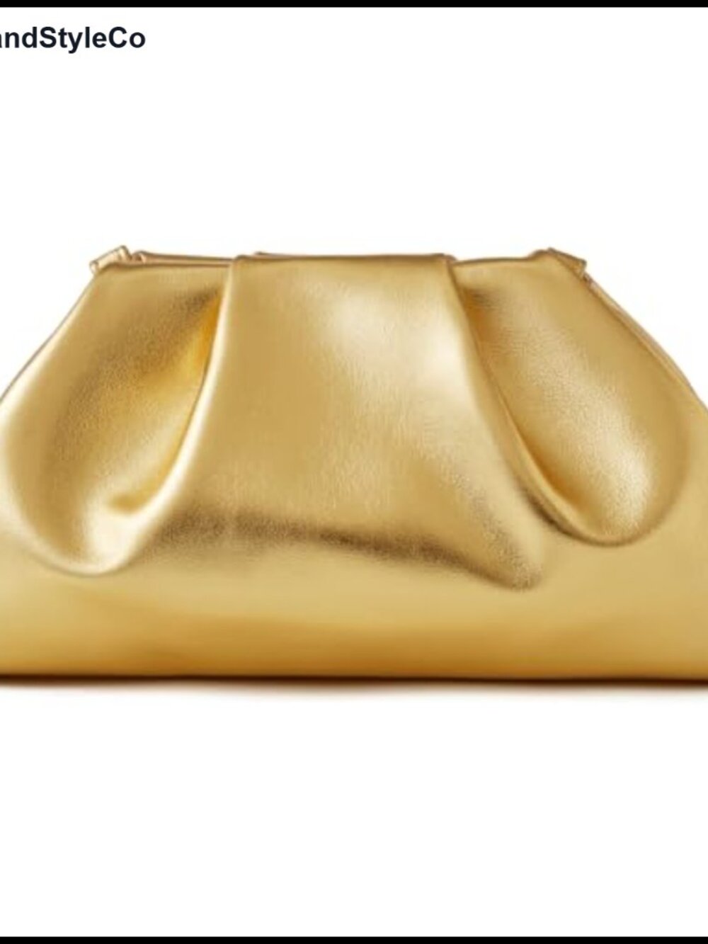 Metallic PU Leather Ruched Cloud Clutch with Detachable Chain Strap